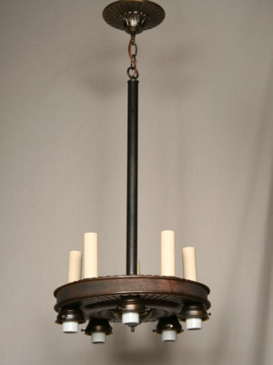 Art Deco Up/Down Chandelier in Bronze, c. 1930