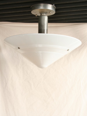 Vintage Art Deco Flush Mount W/ Milk Shade, c. 1930