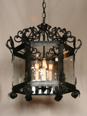 Vintage Wrought Iron Lantern, c. 1950