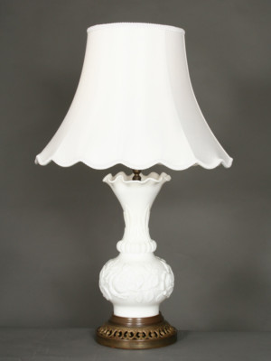 Vintage Mouth Blown Glass Vase Lamps, c. 1940