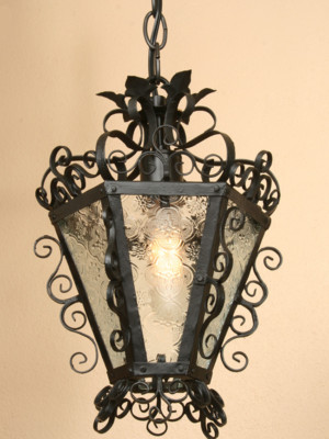 Vintage Black Metal Lantern, c. 1930