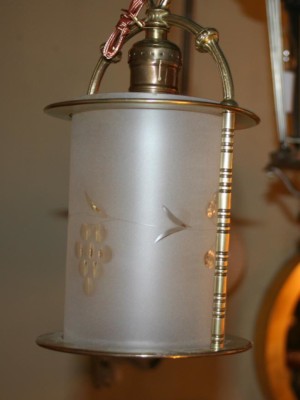 Vintage Frosted Glass Lantern, c. 1950