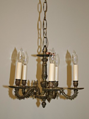 Five Light Chandelier w/ Detailed Casting, c. 1950