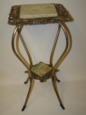 Victorian Brass, Iron & Marble Table, c. 19th Century