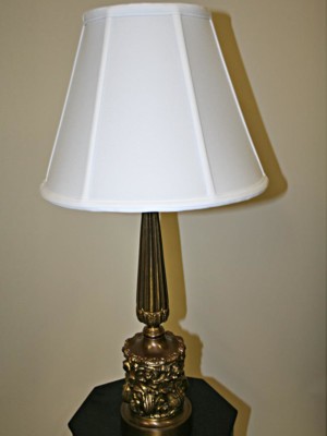Vintage Brass Plated Cast Metal Table Lamp, c. 1950