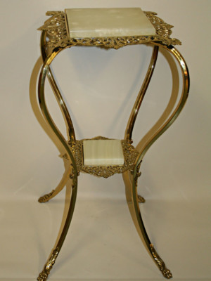 Victorian Plant Stand or Accent Table w/ Marble, c. 19th Century