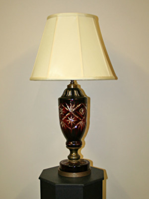 Large Ruby Cut to Clear Lamp, c. 1950