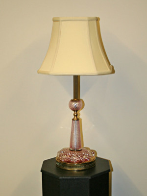Vintage Pink & Clear Art Glass Table Lamp, c. 1950