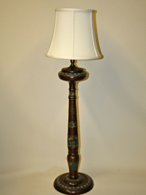 Tall Bronze Champlevé Table Lamp, c. 19th Century