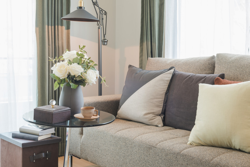 Bridge lamp in living room