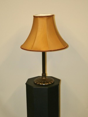 Dark Bronze Finish Table Lamp w/ Heavy Cast Scalloped Base, c. 1930