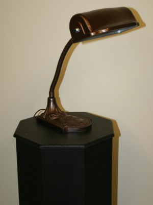 Copper/Bronze Tone Piano/Desk Lamp w/ Cast Base, c. 1930