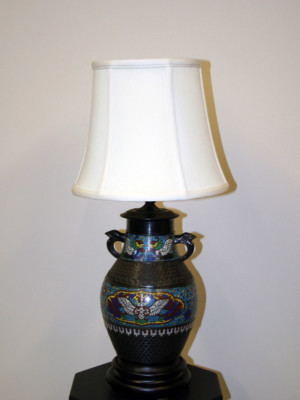 Champleve Lamp w/ Exquisite Phoenix Details, c. 19th Century