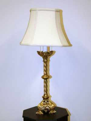 Victorian 2 Lt Candle Lamp w/ Ornate Details & Twisted Column, c. Late 19th Century