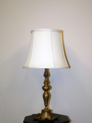 Ornate Cast Brass Table Lamp w/ Leaf Design Footed Base, c. 1950