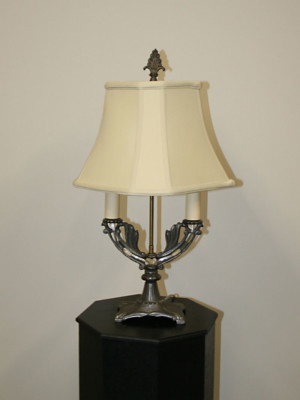 Art Deco 2-Light Cast Iron Table Lamp w/ Raw Finish, c. 1930
