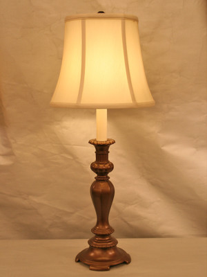 Painted Antique Copper Candle Stick Table Lamp