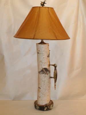 Custom Wood Pecker Log Table Lamp