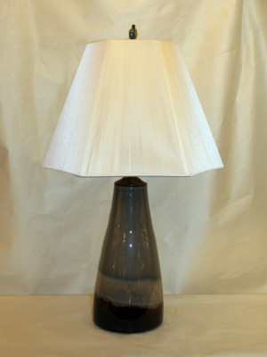 Custom Grey, Brown, & White Art Glass Vase Lamp