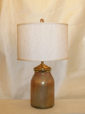 Large Amber Ombre Carnival Glass Style Custom Built Table Lamp