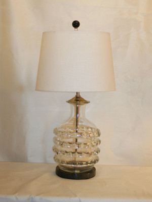 Custom Designed Clear Ribbon Art Glass Vase Lamp