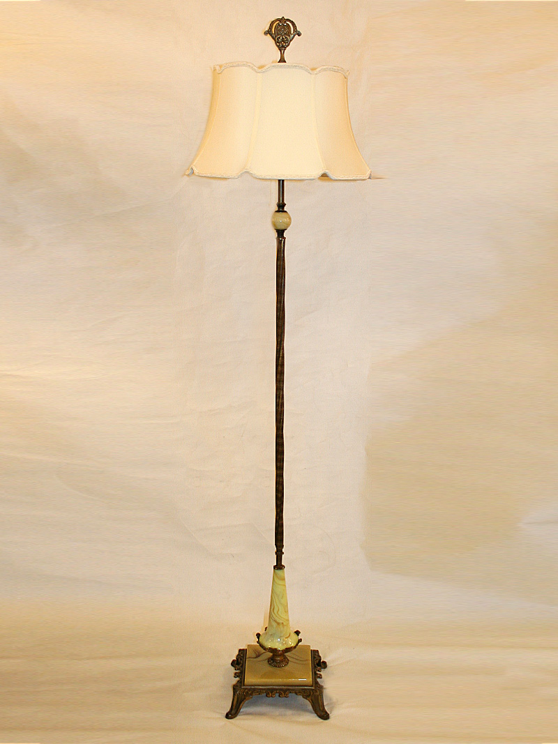 Akro Agate Slag Glass Deco Floor Lamp, c. 1930