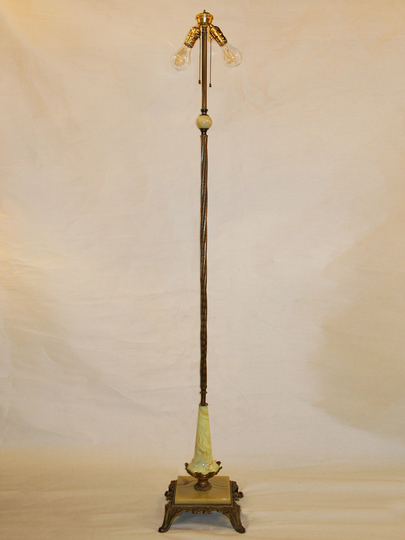 Akro Agate Slag Glass Deco Floor Lamp, c. 1930