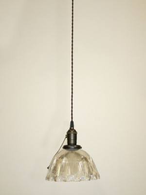 Holophane Glass Pendant w/ Ruffled Edge, c. 1930