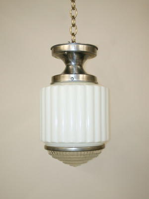 Art Deco Skyscraper Flush Mount w/ Pull Chain Switch