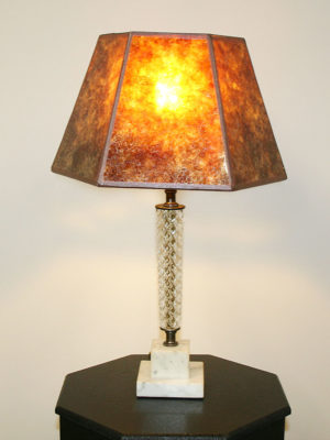 Vintage Molded Glass Accent Lamp w/ Square White Marble Base, c. 1930