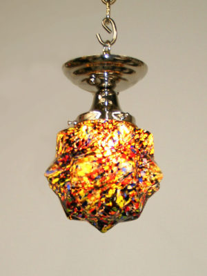 Deco Style Multi-Color Starburst Flush Mount Globe, c. Late 20th Century.