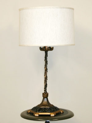 Lovely Iron Table Lamp w/ Black & Gold Painted Accents, c. 1930