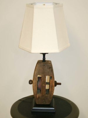 Custom Old Wood Pulley Table Lamp