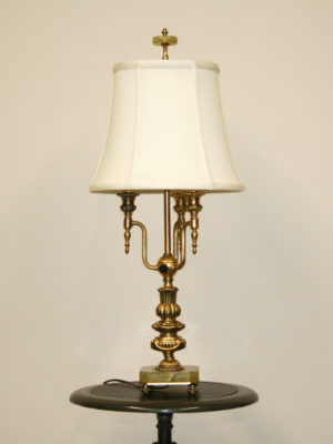 Vintage 3 Lt Candelabra Table Lamp w/ Green Onyx Base, c. 1920