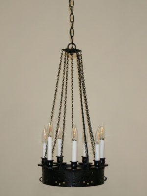 Vintage Gothic Revival Black Chandelier, c. 1950