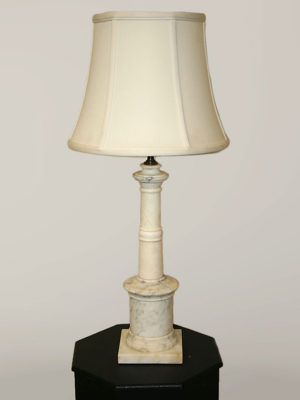 Vintage Alabaster Column Table Lamp, Made in Italy, c. 1950