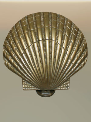 Vintage Clam Shell Solid Brass Door Knocker, c. Late 20th Century