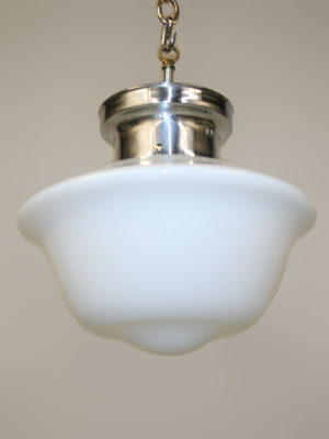 Schoolhouse Flush Mount w/ Original Nickel Fitter, c. 1930