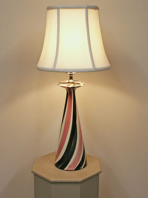 Vintage Pink, Black, & Cream Ceramic Lamp, c. 1970