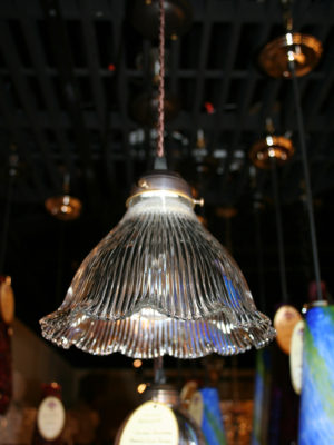 Vintage Holophane Ruffled Glass Pendant, c. 1930