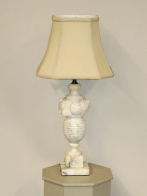 Alabaster Table Lamp w/ Carved Roses & Leaves, c. 1950